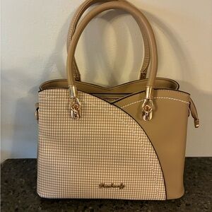 Chic Beige and Tan Satchel Bag